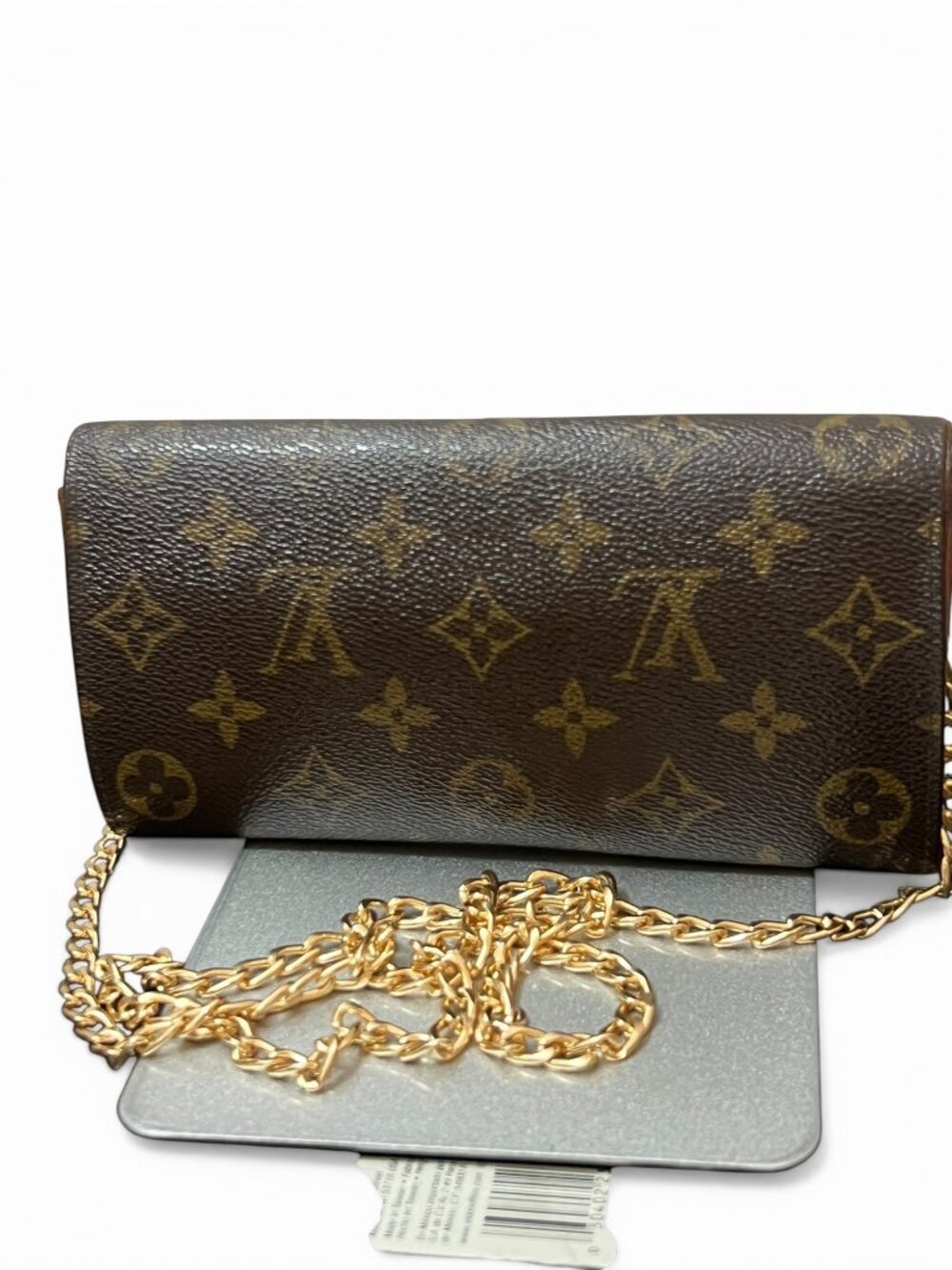 Vintage Louis Vuitton Monogram Canvas Crossbody Bifold Wallet Gold Chain Strap - Picture 4 of 8